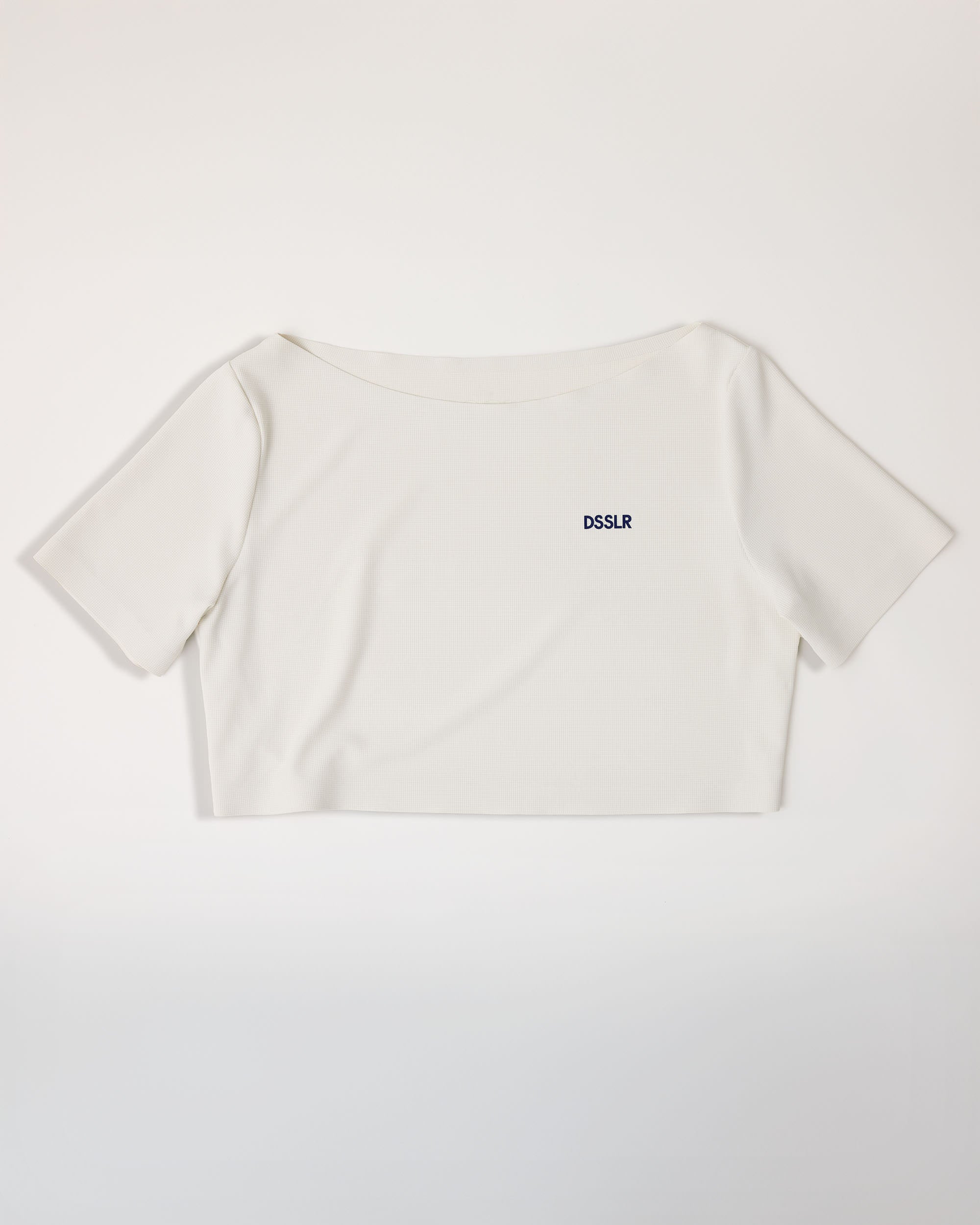 Dsslr: cropped shirt - Off White/Sky Captain Blue